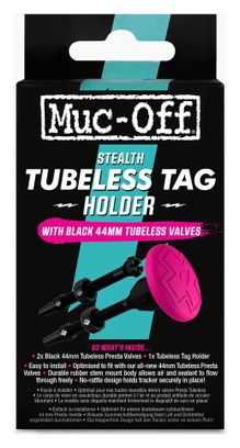 Muc-Off Tubeless Tracker Bracket Rosa con Válvulas de 44mm Negro