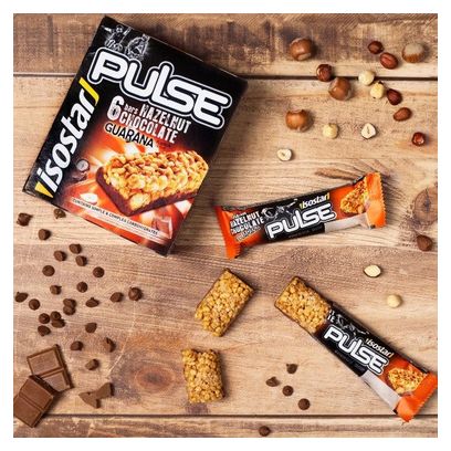 Pak van 6 Isostar Pulse Energy Bars Guarana Hazelnoot/Chocolade 6x23g
