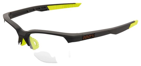 100% Sportcoupe Soft Tact Cool Grey Grau / Gelb Brille - Photochromatische Linsen Transparent
