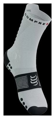 Chaussettes Compressport Pro Racing Socks v4.0 Trail Blanc/Noir