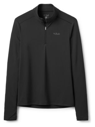 Maglietta tecnica Rab Force con mezza zip, nera, da donna