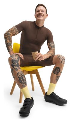 Maillot cyclisme gravel demi-zip homme GM5 Terraquest Brown Marron