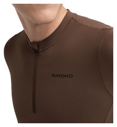 Maillot cyclisme gravel demi-zip homme GM5 Terraquest Brown Marron