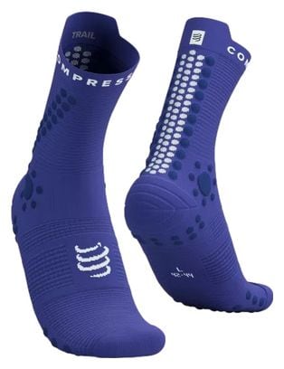 Chaussettes Compressport Pro Racing Socks v4.0 Trail Bleu/Blanc 