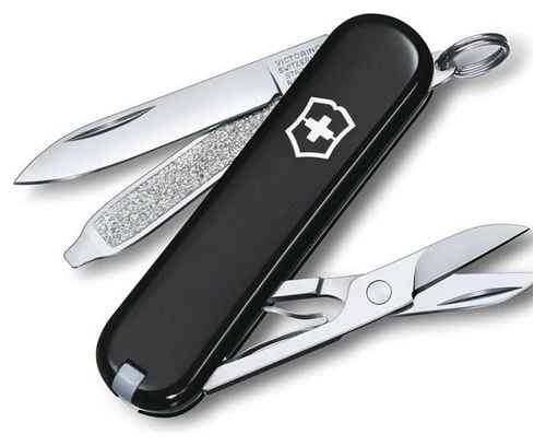 Couteau suisse Classic SD Victorinox 0.6223.3B1 noir avec lame en acier inoxydable et 7 fonctions en blister -noir