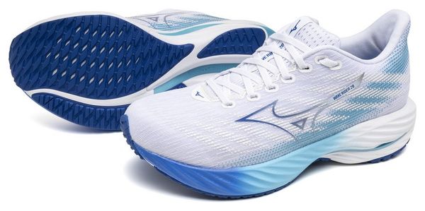 Chaussures Running Mizuno Wave Rider 28 Blanc/Bleu Femme