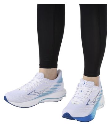 Chaussures Running Mizuno Wave Rider 28 Blanc/Bleu Femme