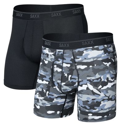 Saxx Quest Quick-Dry Mesh boxershorts, grijs/zwart (set van 2)