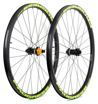 Paire de roues Progress GP:01 Nitro 29"  Jaune | Boost 15x110/12x148 mm | 6 Trous | Shimano Microspline