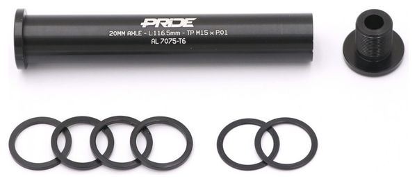 Pride Racing Steckachse 20 x 116,5 mm mit 6 Distanzstücken Schwarz
