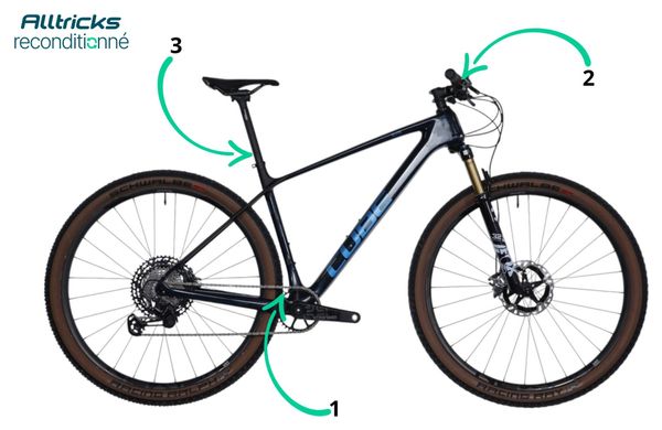VTT Semi-Rigide Cube Elite C:68X SLT Shimano XTR 12V 29'' Gris Bleu Teamline 2023 - Produit Reconditionné 