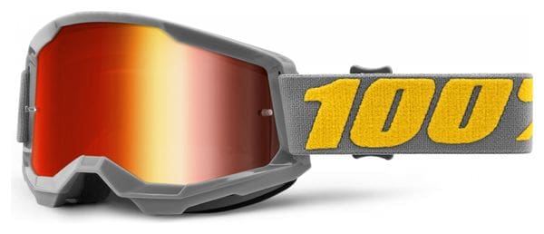 100% STRATA Maske 2 | Grau Gelb Izipizi | Rote Spiegelgläser