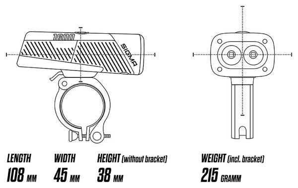 Luz delantera Sigma Buster 1600 Negra