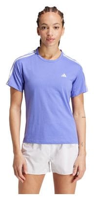 Maillot manches courtes adidas Own the Run 3 bandes Bleu Femme