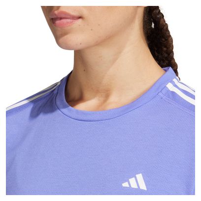 Maillot manches courtes adidas Own the Run 3 bandes Bleu Femme