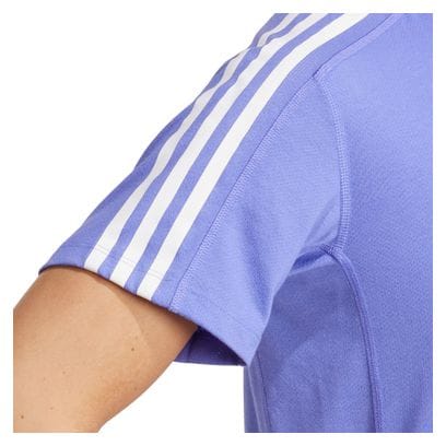 Kurzarm Trikot adidas Own the Run 3 Streifen Blau Damen