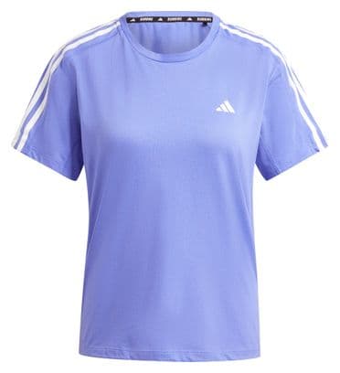 Kurzarm Trikot adidas Own the Run 3 Streifen Blau Damen