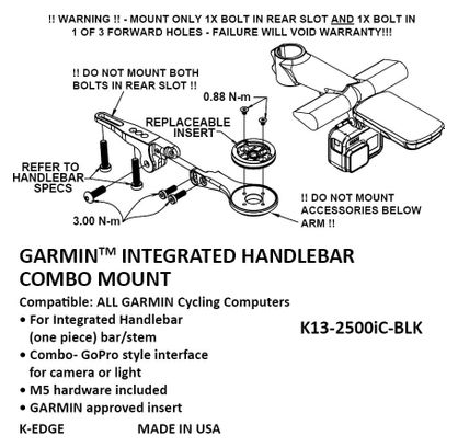 ACECO K Edge Garmin Integrated Spalyd adjustable with combo Gopro