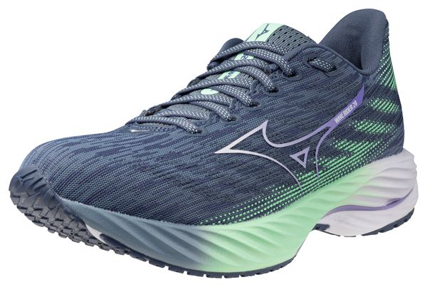 Chaussures Running Mizuno Wave Rider 28 Bleu/Vert Femme