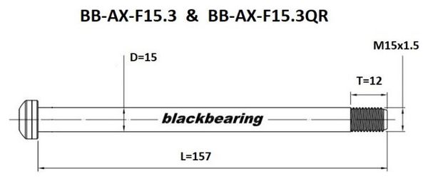 Asse anteriore Black Bearing RockShox Boost QR 15 mm - 157 - M15x1.5 - 12 mm