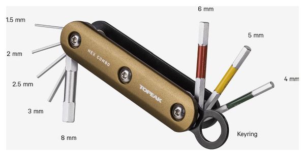 Topeak Hex Combo Multi-Tool (8 functies) Zwart