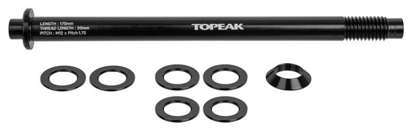 Eje pasante Topeak Zi Rak Series M12xpaso 1,75 mm Negro