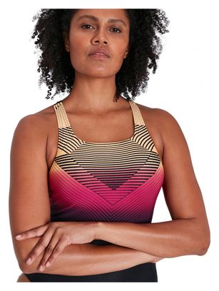 Traje de baño Medalist de Speedo para mujer, negro/naranja/rosa