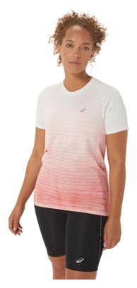 Maillot manches courtes Asics Seamless Blanc Rose Femme