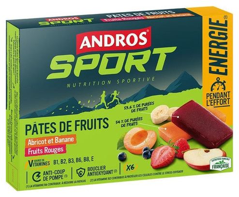 Fruitpasta Andros Sport Energie Mix Rood Fruit/Apricot Banaan 6x30g