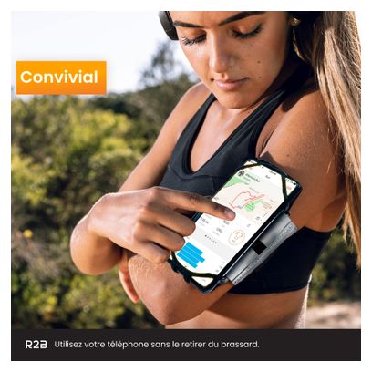 Brassard Téléphone R2B de course avec rotation à 360 degrés - jusqu'à 6 5 pouces Argent