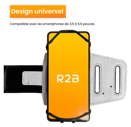 Brassard Téléphone R2B de course avec rotation à 360 degrés - jusqu'à 6 5 pouces Argent