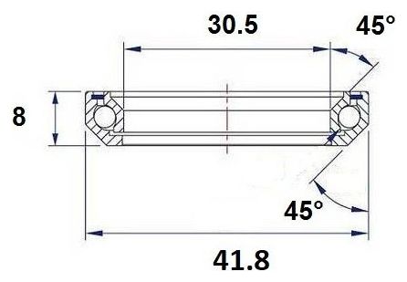 Roulement de Direction Black Bearing B70 30.5 x 41.8 x 8 mm 45/45°
