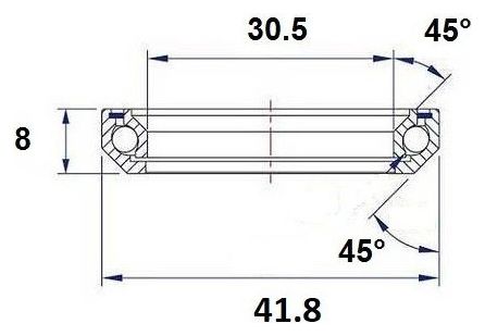 Black Bearing B70 Cojinete de dirección 30,5 x 41,8 x 8 mm 45/45 °