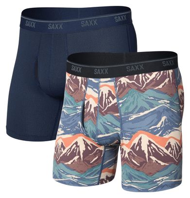 Saxx Quest Quick-Dry Mesh Boxershorts Blau/Mehrfarbig (2er-Pack)