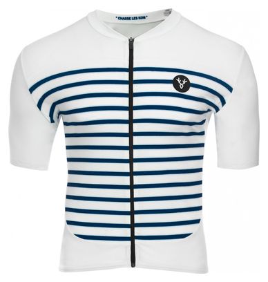 LeBram Ventoux Korte Mouw Jersey Wit Blauw Slim Fit