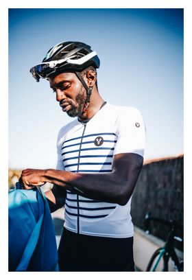 LeBram Ventoux Short Sleeve Jersey White Blue Slim Fit