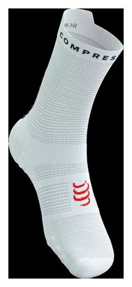 Chaussettes Compressport Pro Racing Socks v4.0 Run High Blanc Noir Rouge 