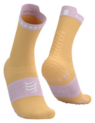 Calcetines Compressport Pro Racing V4.0 Run High Naranja/Rosa