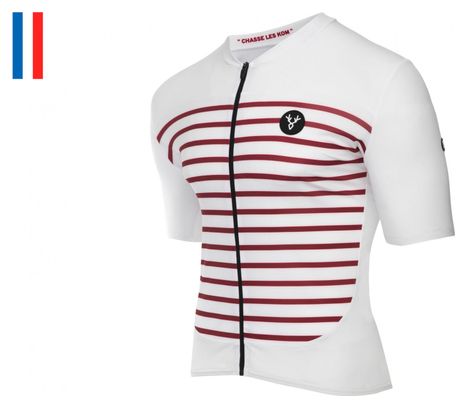 Maillot Manches Courtes LeBram Ventoux Blanc Bordeaux Coupe Ajustée