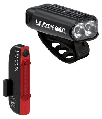 Paire d'Éclairages Lezyne Micro Drive 600XL / Stick Drive Noir