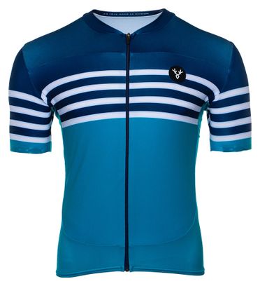Maillot Manches Courtes LeBram Tourmalet Marine Turquoise