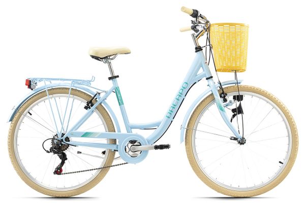 Vélo de ville femme 26'' Cantaloupe bleu avec panier TC 48 cm Dacapo