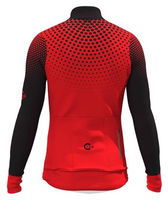 Maillot de Cyclisme Hiver Manches Longues ORDINO Dot Rouge/Noir