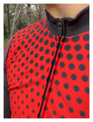 Maillot de Cyclisme Hiver Manches Longues ORDINO Dot Rouge/Noir