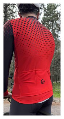 Maillot de Cyclisme Hiver Manches Longues ORDINO Dot Rouge/Noir