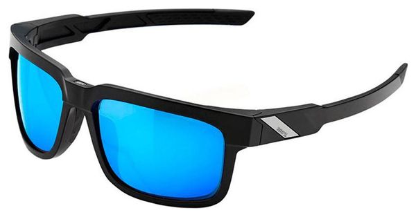 100% Type S Sonnenbrille Schwarz - HiPER Miror Lens Blau