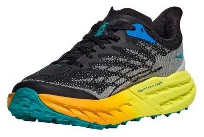 Hoka Femme Speedgoat 5 Schwarz Gelb Blau Trail Running Schuhe