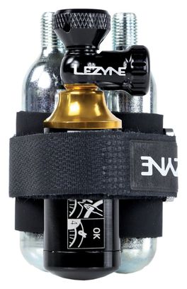 Lezyne Tubeless CO2 Blaster CO2 Dispenser and Tubeless Tire Repair Kit Black Gold