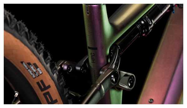 VTT Électrique Tout-Suspendu Cube Stereo Hybrid One44 HPC SLX 800 Shimano Deore XT 12V 800 Wh 29'' Violet Vert Molotov 2025