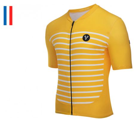 Maillot Manches Courtes LeBram Ventoux Jaune Coupe Ajustée